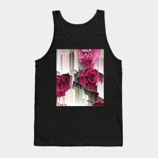 Glitched Red and White Roses Tank Top